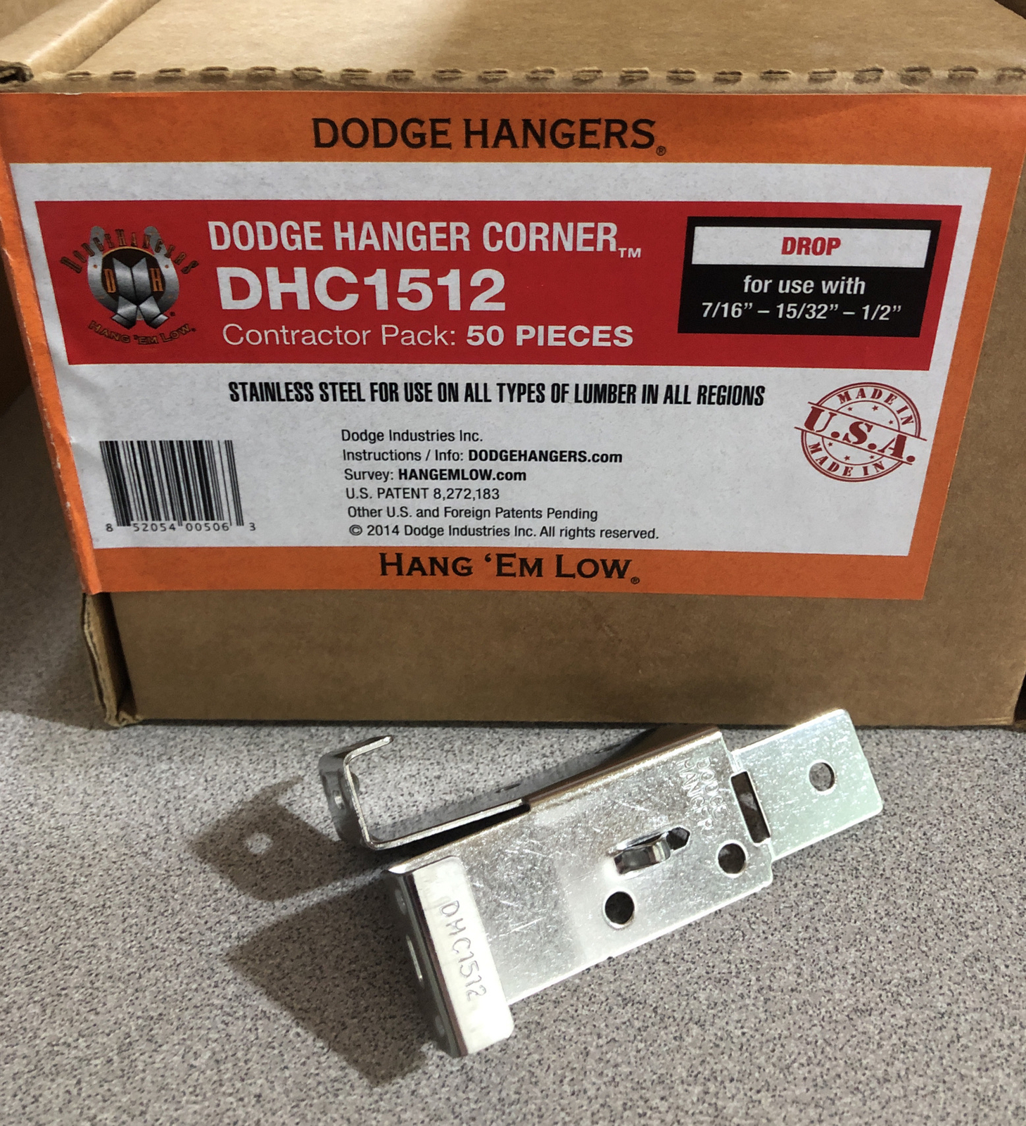 (50 Pack) Dodge Hanger CORNER DHC1512 Stainless Steel 7/16” 15/32” 1/2