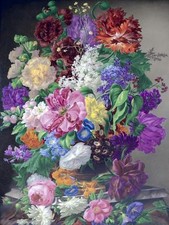 vase of Flowers by J. Nigg Poppies Tile Mural Kitchen Backsplash Marble Ceramic