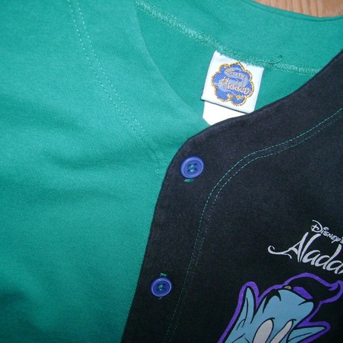 RARE Vintage 90s Disney Aladdin Color Block Graphic Jersey Shirt Kids 14"x19" - Picture 3 of 6