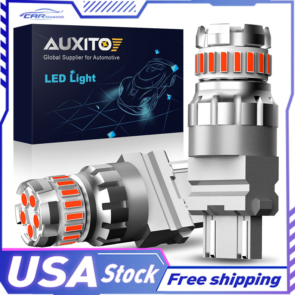 AUXITO 3157 Red LED Strobe Flashing Brake Tail Light Bulbs for Parking Turn Signal 2F3