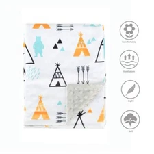 Boritar Soft Baby Blanket Throw with Minky Raised Dotted Indian Style 30"x40"