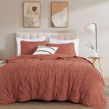 Chezmoi Collection Chester 3-Piece Luxury Cross Stitch Corduroy Quilt Set