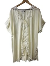 Vintage USA Peignoir Robe Gown Lace Ivory Lingerie Soft Moments New York Size XL