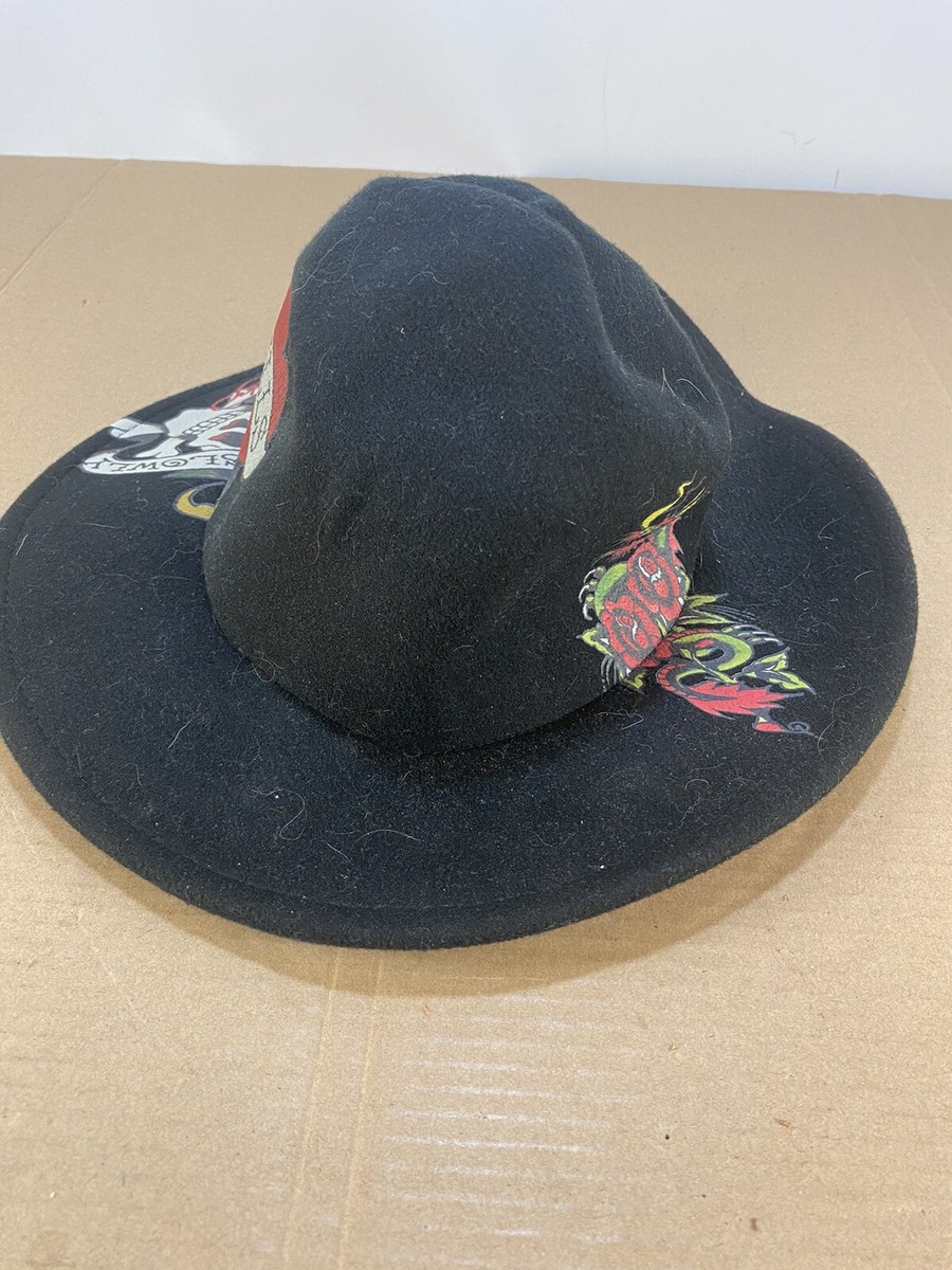 Ed Hardy Black Skull Heart Tiger Snapback Hat Bling Vintage Y2K