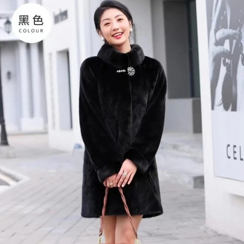 Ladies' standing collar thick fur coat - Picture 28 of 29