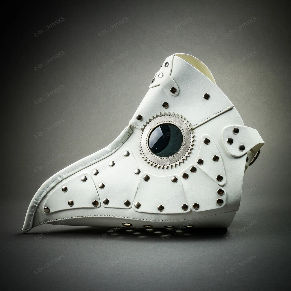 Long Nose White Plague Doctor Face Mask Masquerade Steampunk Halloween Costume - Image 4 of 4
