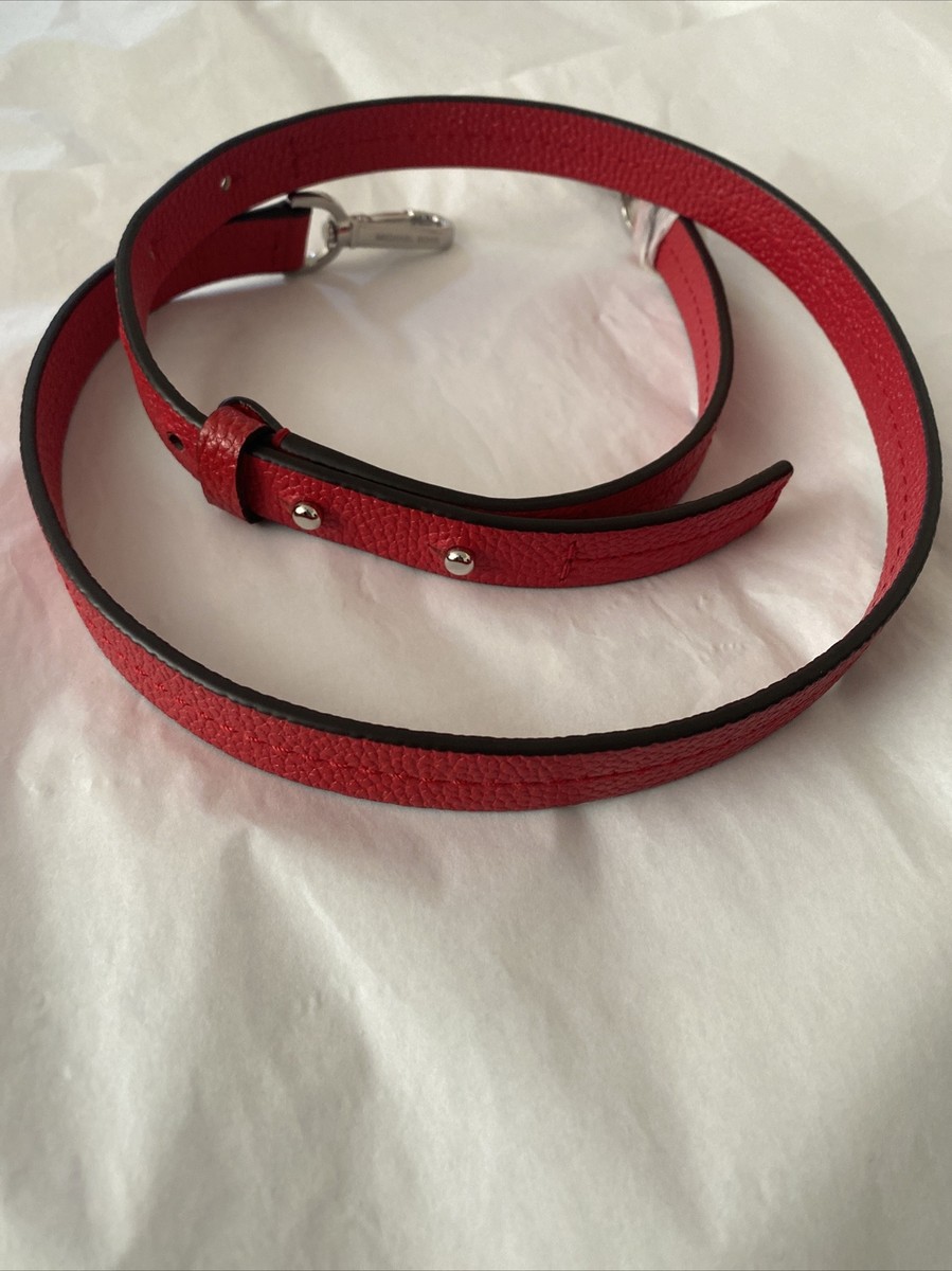 New Michael Kors 38” Red Leather Replacement Shoulder Strap Silver New Michael Kors 38” Red Leather Replacement Shoulder Strap Silver