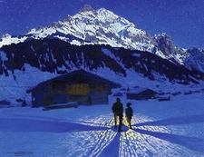 Evening Atmosphere, Adelboden Painting by Waldemar Fink Reproduction