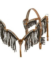 Hand Painted Fringe Tack Set with Headstall , Breast Collar and Reins.