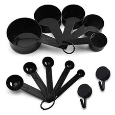 BLACK Measuring Cups and Measuring Spoons Set of 10pcs Minimalist modern Cups...