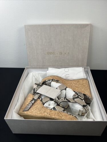 Jimmy Choo Aleili 100 Platform Wedge Heel Sandal Natural Snake Leather EU 39.1/2 - Picture 3 of 19