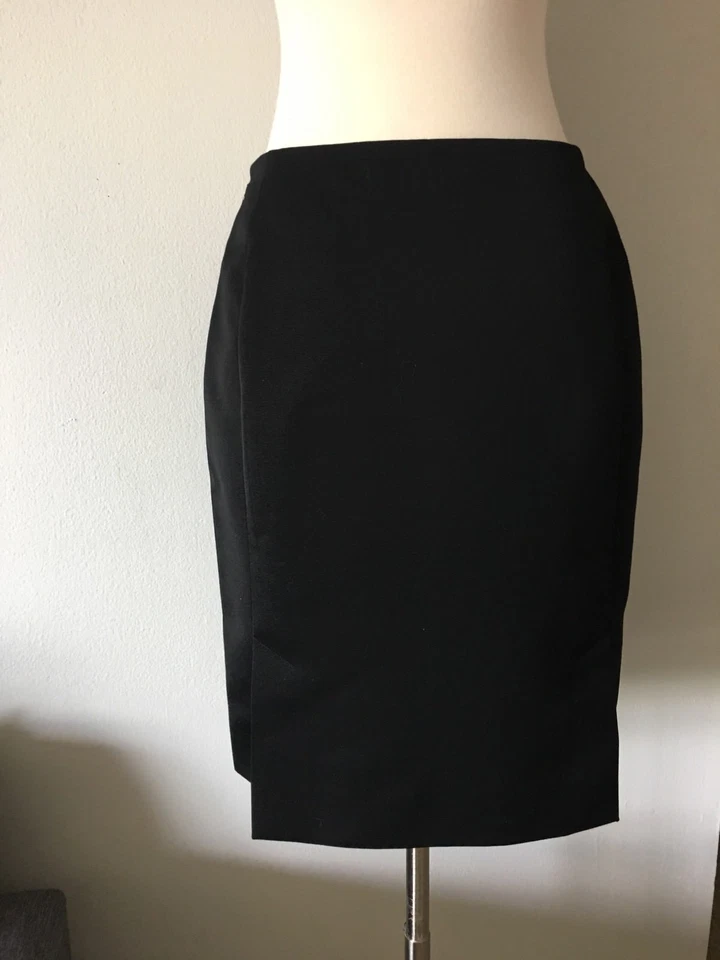 FALDA LÁPIZ BALENCIAGA PARIS NEGRA 100% LANA DOBLE ESPALDA DIVIDIDA TALLA 38