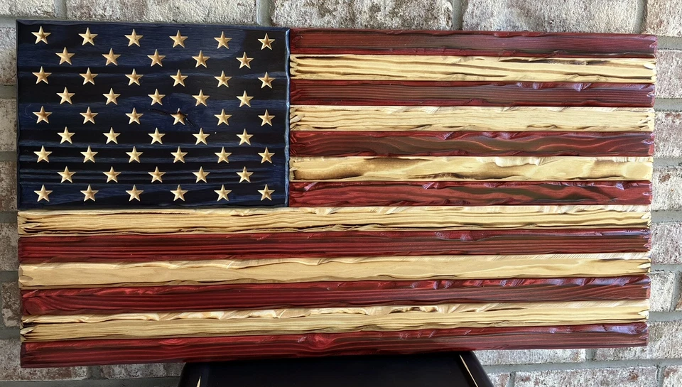 Distressed American Flag, Rustic American Flag, Betsy Ross, Wooden Flag - Image 2 of 4