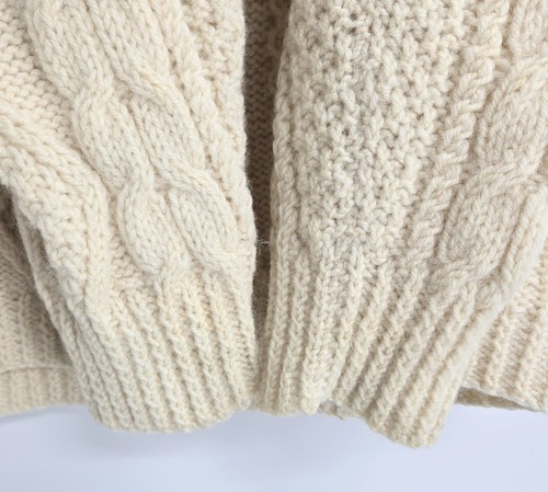 Vintage John Molloy Irish Cardigan Sweater Women's XL Cream Wool Cable Knit - Picture 7 of 16