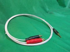 5 FT SILVER PLATED 3.55 MM 1/8" to DUAL RCA AUX AUDIOPHILE INTERCONNECT CABLE.