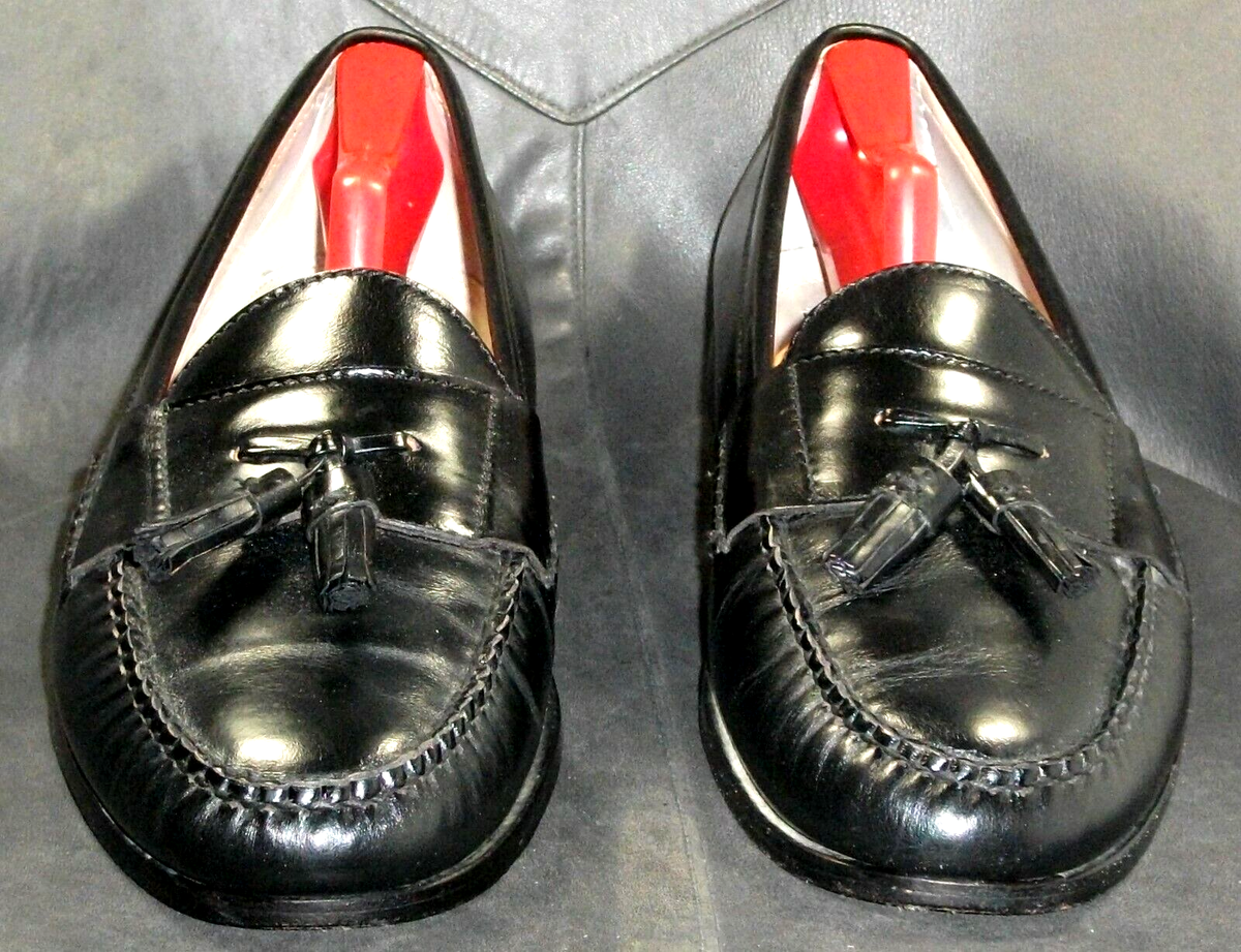Cole Haan Men\'s‎ Loafer Sz 12D Leather Tassel Moc Toe Comfort Slip-On Shoes Cole Haan men slip on loafer with double tassels and kiltie  main image 2