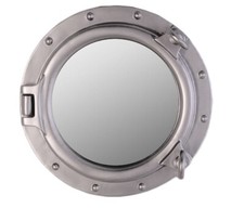 Porthole Mirror 12" Silver Finish Nautical Round Wall Mount Port Hole Hanging