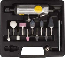 Air Straight Die Grinder Kit: 1/4" Spindle, 22000 RPM, 4 CFM, 90 psi, 1/4" Inlet