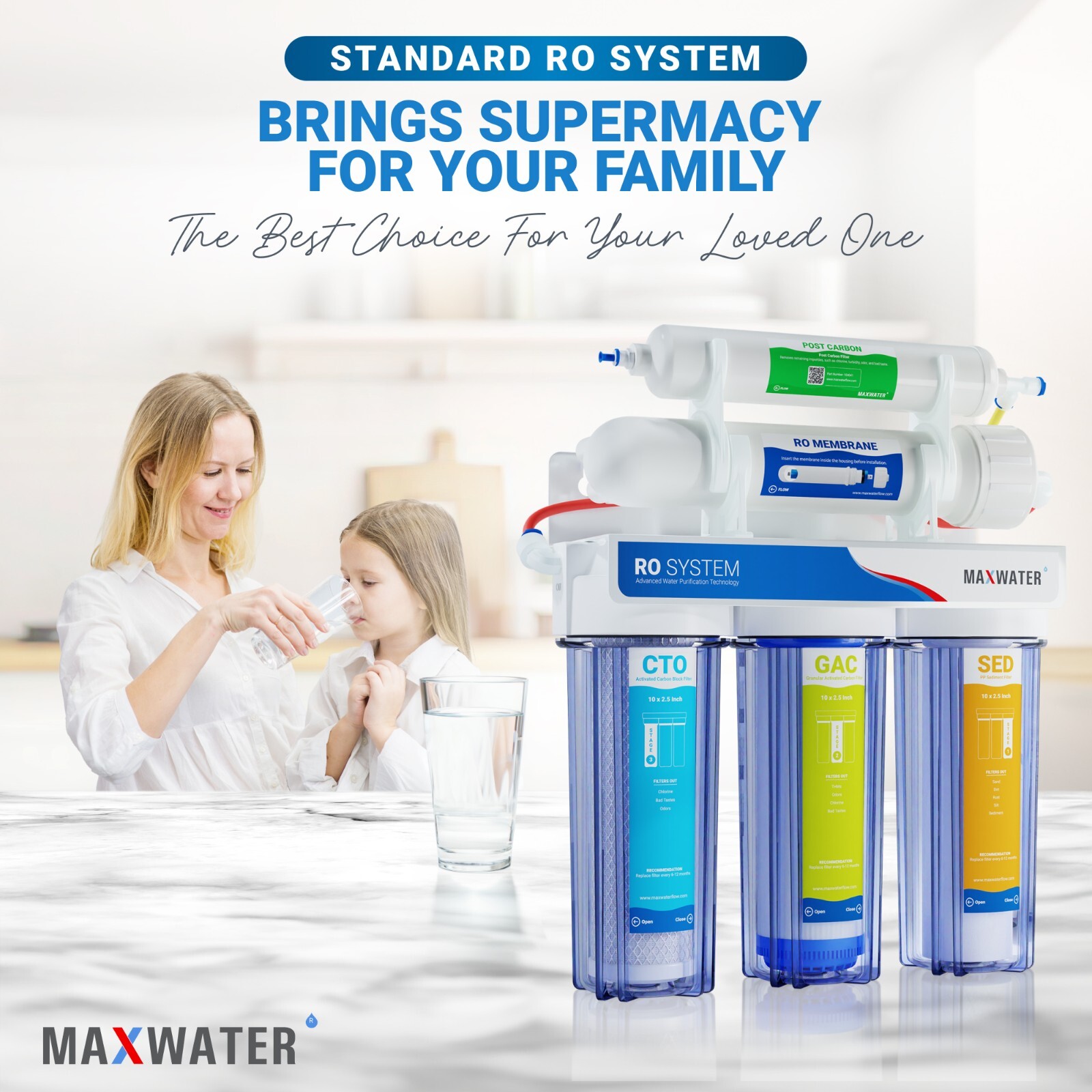 5 Stage Max Water Home Drinking Reverse Osmosis System With Total 15 RO filters