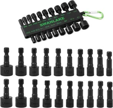 20PCS Power Nut Driver Set for Impact Drill, 1/4” Hex Head Drill Bit Set SAE