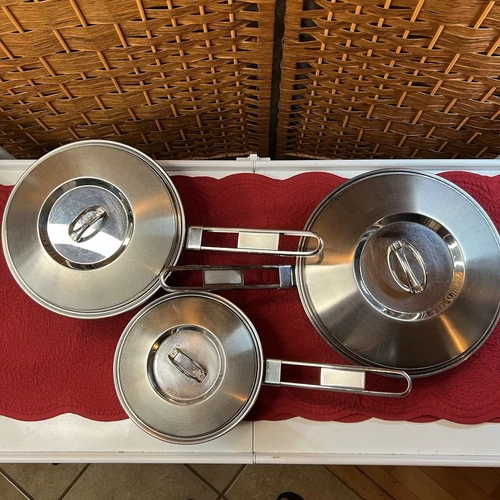 Tramontina 3 Pc Stainless Steel Set & Lids Triple Ply 18/8 Brazil 16cm 20cm 24cm