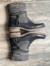 Rieker Antistress Women's Gray  Black Knit Collar Ankle Boots - Size 40