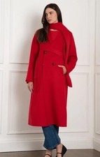 Seraphine Red Wool Coat Detachable Scarf Maternity Jacket Size 10 Immaculate