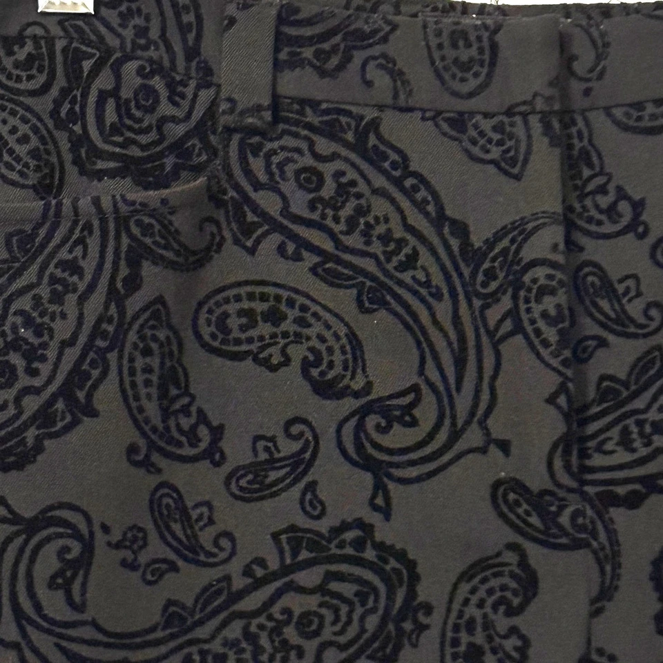 Peck & Peck Brocade Embossed Velvet Jacquard Weave Pants Size 4P Dark Goth - Image 4 of 4