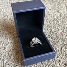 Sterling Silver 3 Piece CZ Wedding Ring Engagement Set With Box 925