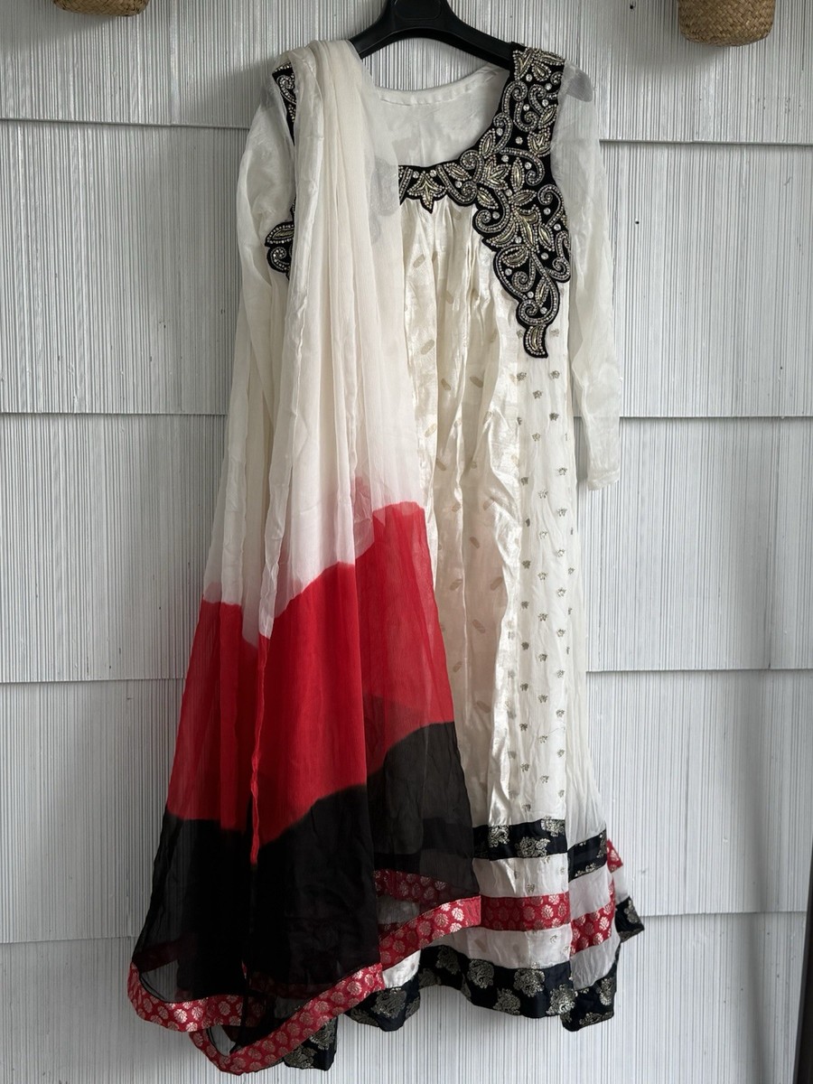 sachin and babi light blue dress Thobe Embroidered Palestinian White Maxi Dress Long Sleeves Red Stitch –  OMAR Embroidery مطرزات عمر main image 0
