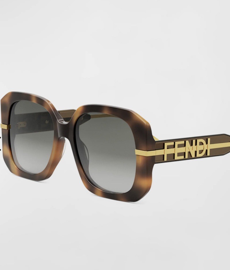 Fendi Oversized Square Sunglasses Brown Tortoise Gold Logo Gradient Lenses Women