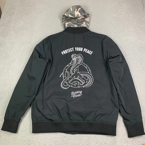 Lurking Class Bomber Jacket Mens XL Black "Protect Your Peace" Full Zip - product listing photo