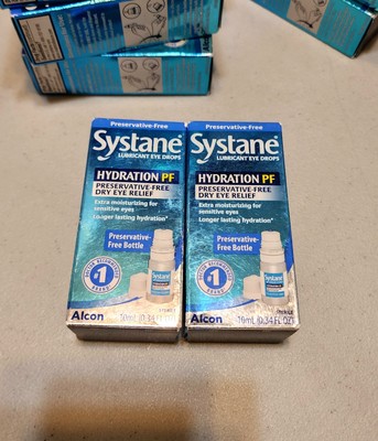TWO (2) Systane Hydration PF Lubricant Eye Drops Preservative 10ml - 0.34 OZ