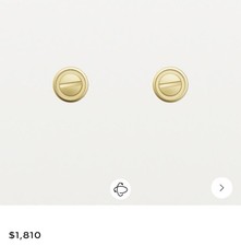Authentic Cartier Love Stud 18k Yellow Gold Earrings