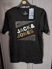 Image of Jack Jones Junior T Shirts black Crew Neck Age 14 Years (EU 164) Front Logo NWT
