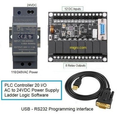 PLC Starter Kit Programmable Controller FX  w Professional Programming Software