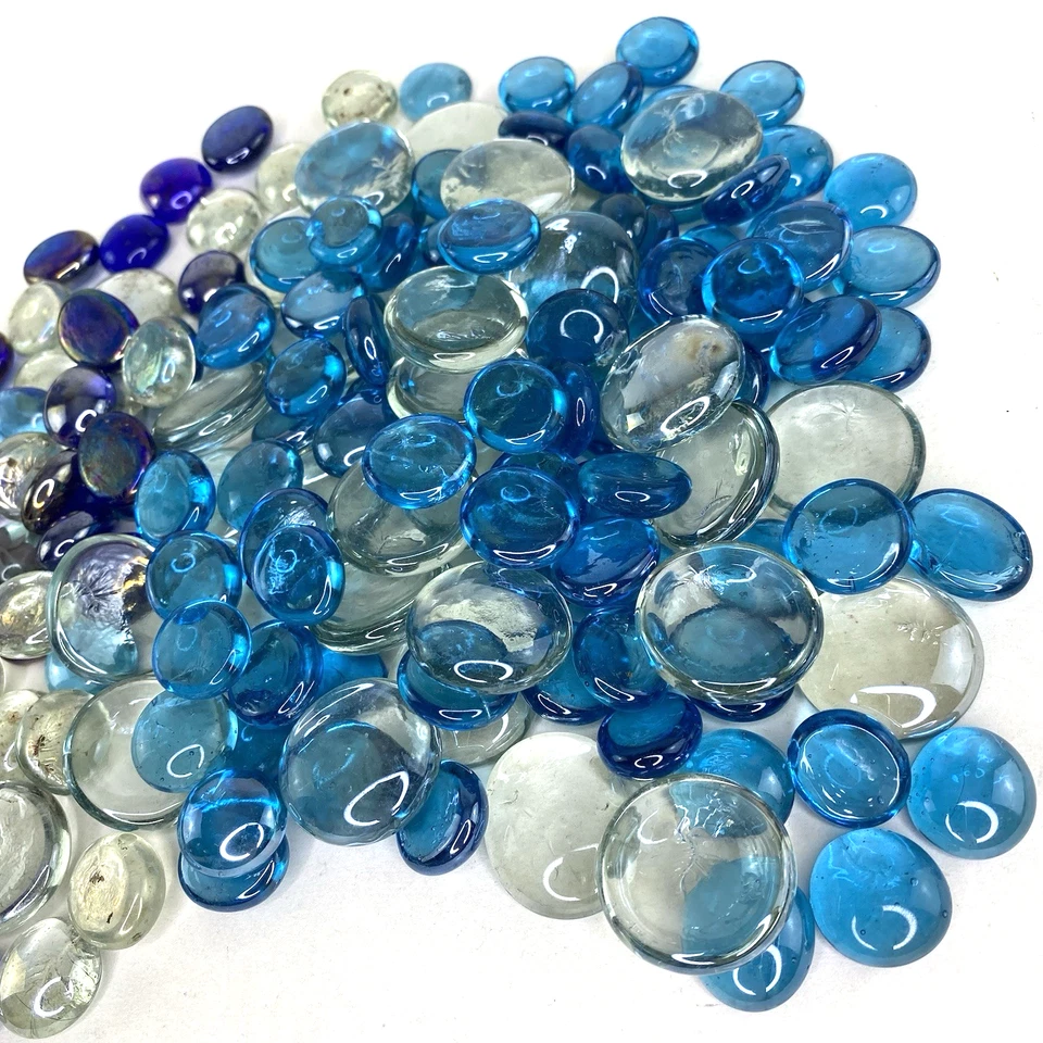 Florero de cuentas de vidrio decorativas multicolor relleno redondo plano 2 lb + tamaños mixtos Foto 3 de 4