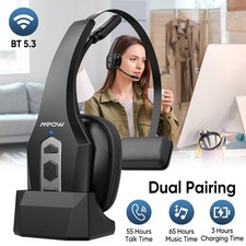 Trucker Headset Bluetooth 5.3 Wireless With Noise Cancelling Mic For Phones PC