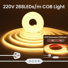 220V COB Neon LED Strip Lights Dimmable Flexible Selfadhesive Tape Lights Dimmer