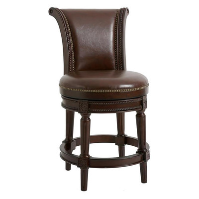 New Ridge Home Goods Chapman 31'' Wood Bar Height Swivel Barstool in Walnut