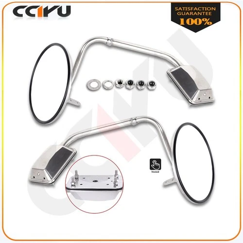 ✅LH+RH Side Manual Replacement ASSEMBLY stainless steel 8" Round Mirrors pair