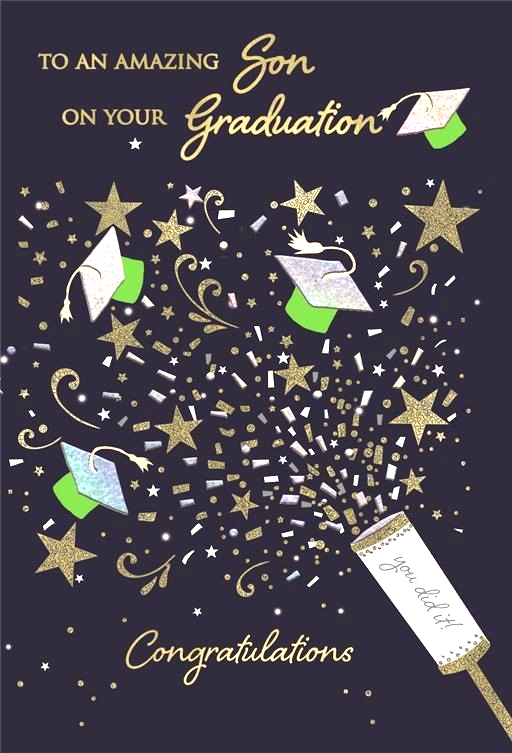 Graduation Card SON Congratulations. *9"" Card, Gold Foiling, Pages Inside**