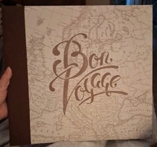 Unbranded Scrapbook, Bon Yoyage With Map Background, Cloth Binding, 10 Sleeves
