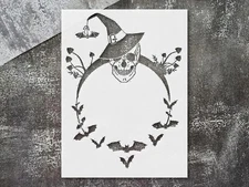 Halloween Skull Circle Home Decor Stencil for Spooky Themed Projects - Stenci…