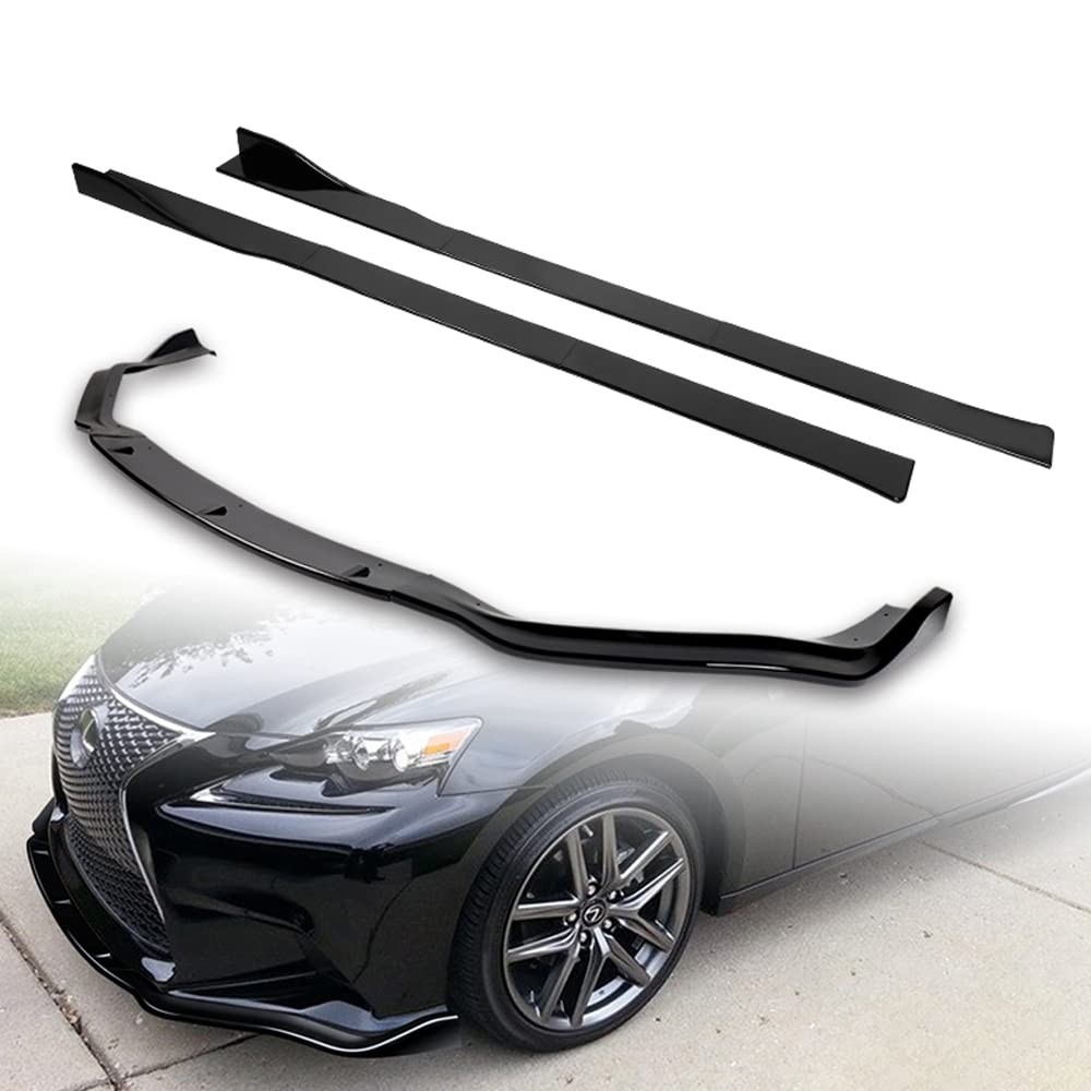 9 Piece Front Lip Side Skirt Splitter for Lexus IS F Sport 2014-2016 ABS Black