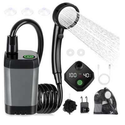 Campingdusche Tragbar 6000mAh Akku Pumpe Temperaturanzeige