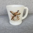 Vintage Fire King Game Bird Ring Necked Pheasant Coffee Mug Cup D-Handle