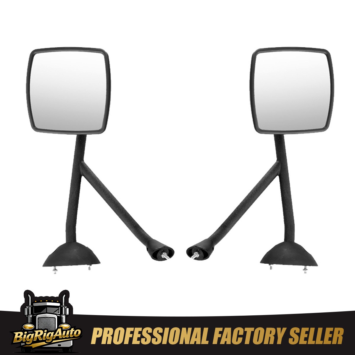 Black Hood Mirror w/Arm Pair for International WorkStar Durastar 4300 LH+RH Side