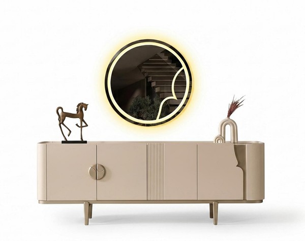 Konsole Mit Spiegel Beige Moderner Stil Elegant LuxuriöS Funktional-image