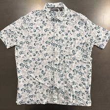 Daniel Cremiuex Men?s Short Sleeve White With Green And Grey Flowers Stretchy